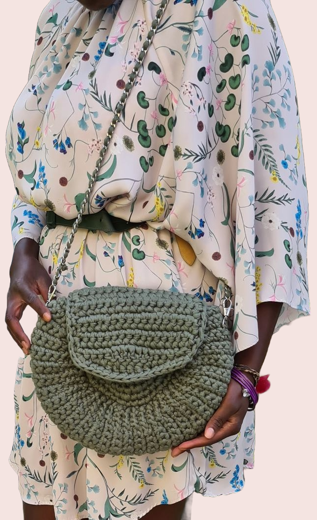 OLIVE GREEN CROCHET BAG